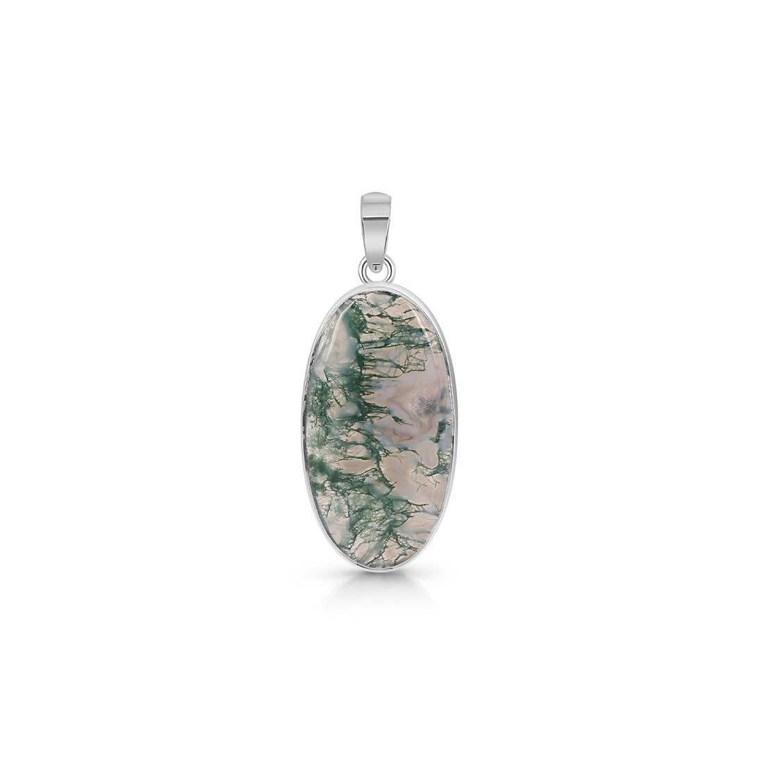 Premium Moss Agate Pendant - Elegant Nature-Inspired Jewelry