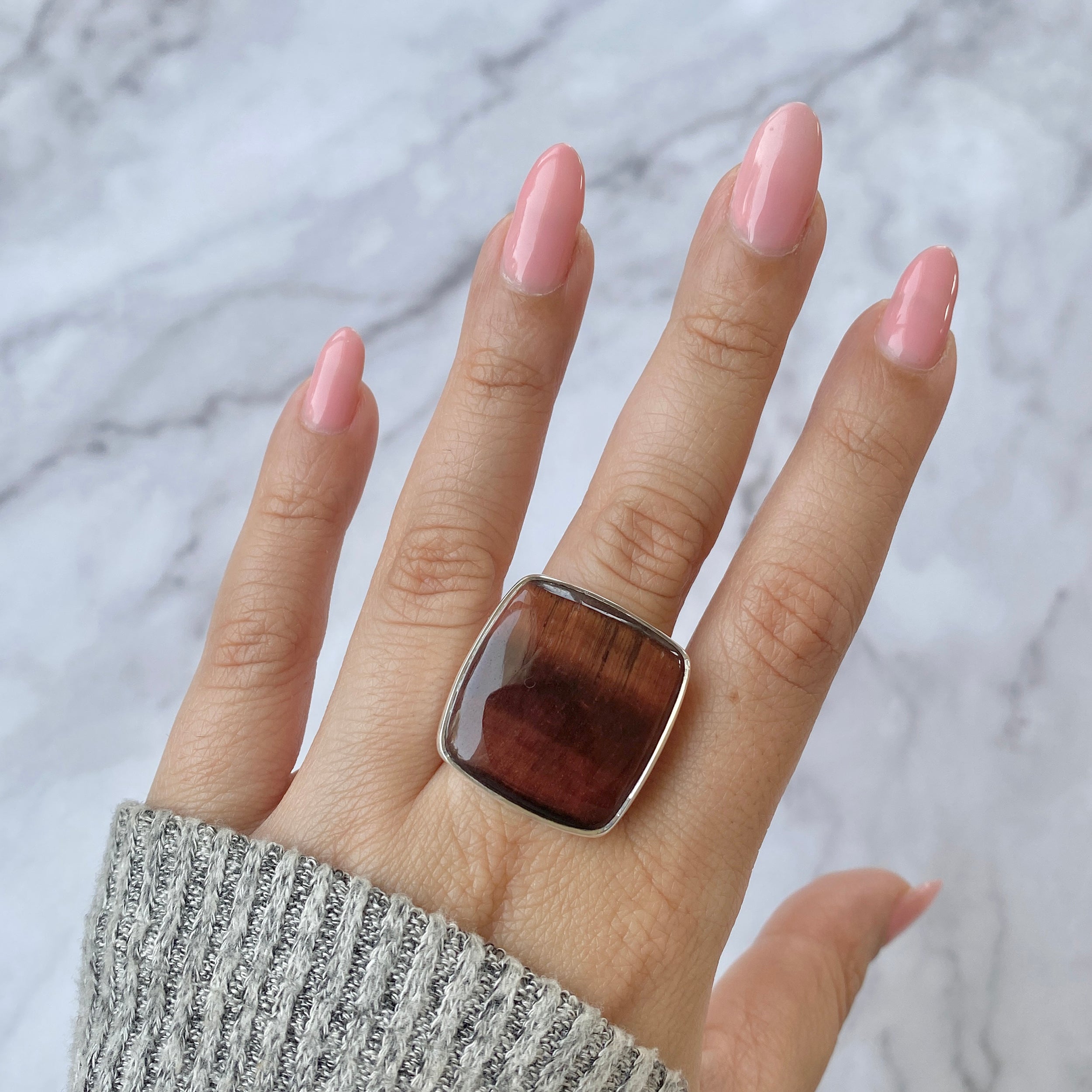 Premium Red Tiger Eye Adjustable Ring - Bold Statement Jewelry