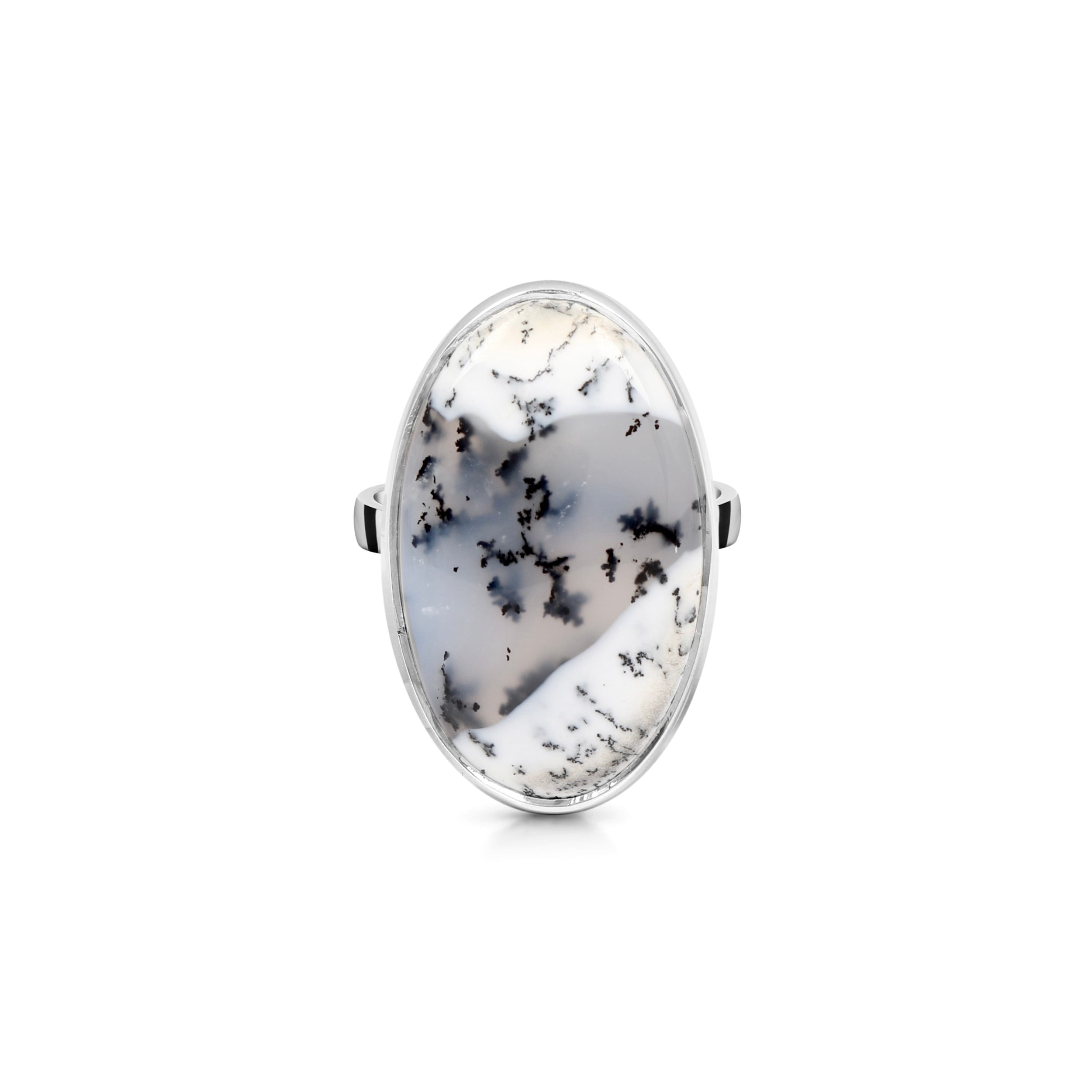 Premium Dendritic Agate Statement Ring - Elegant Adjustable Design (DDA-R-5)