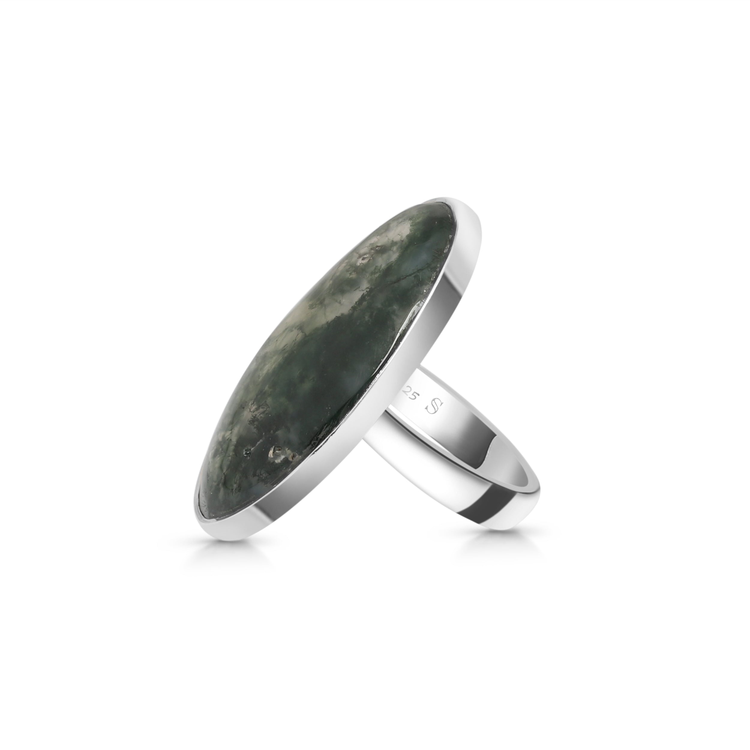 Premium Moss Agate Adjustable Ring - Elegant Statement Jewelry