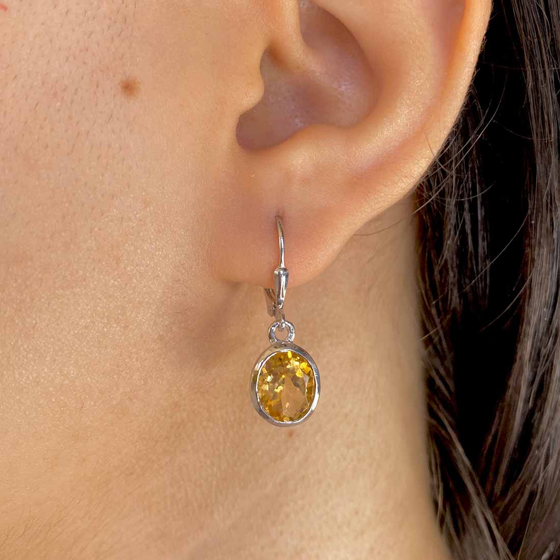 Premium Citrine Leverback Earrings - Ultimate Elegance (CIT-SE-713)