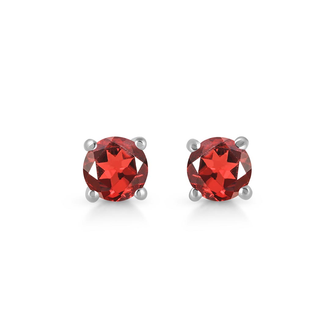 Premium Garnet Stud Earrings - Elegant Red Gemstone Jewelry (GAR-SE-1023)