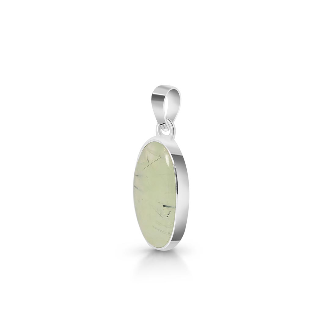 Premium Prehnite Pendant - Elegant 925 Sterling Silver Jewelry (PRN-P-18)