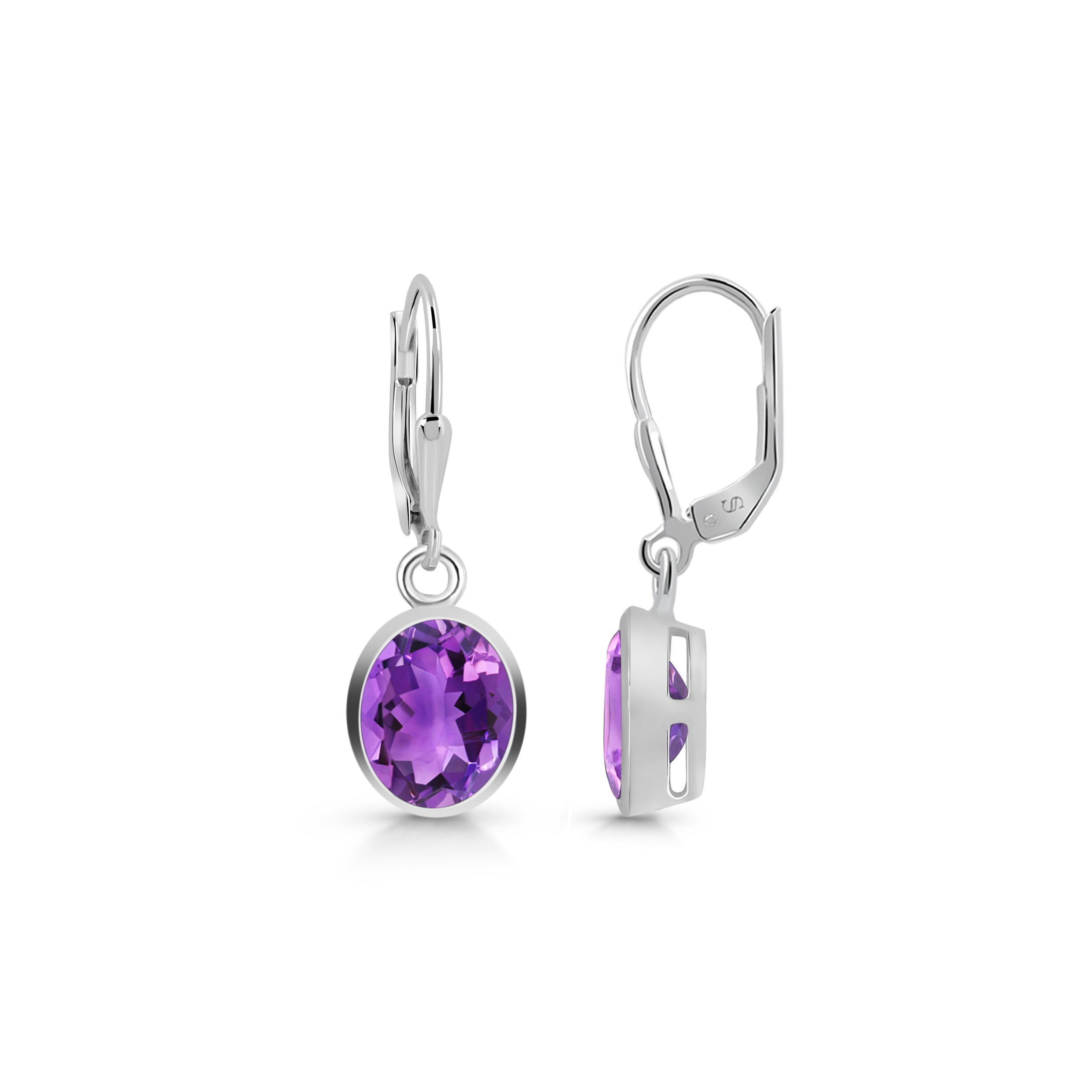 Premium Amethyst Leverback Earrings - Elegant Purple Gemstone Jewelry