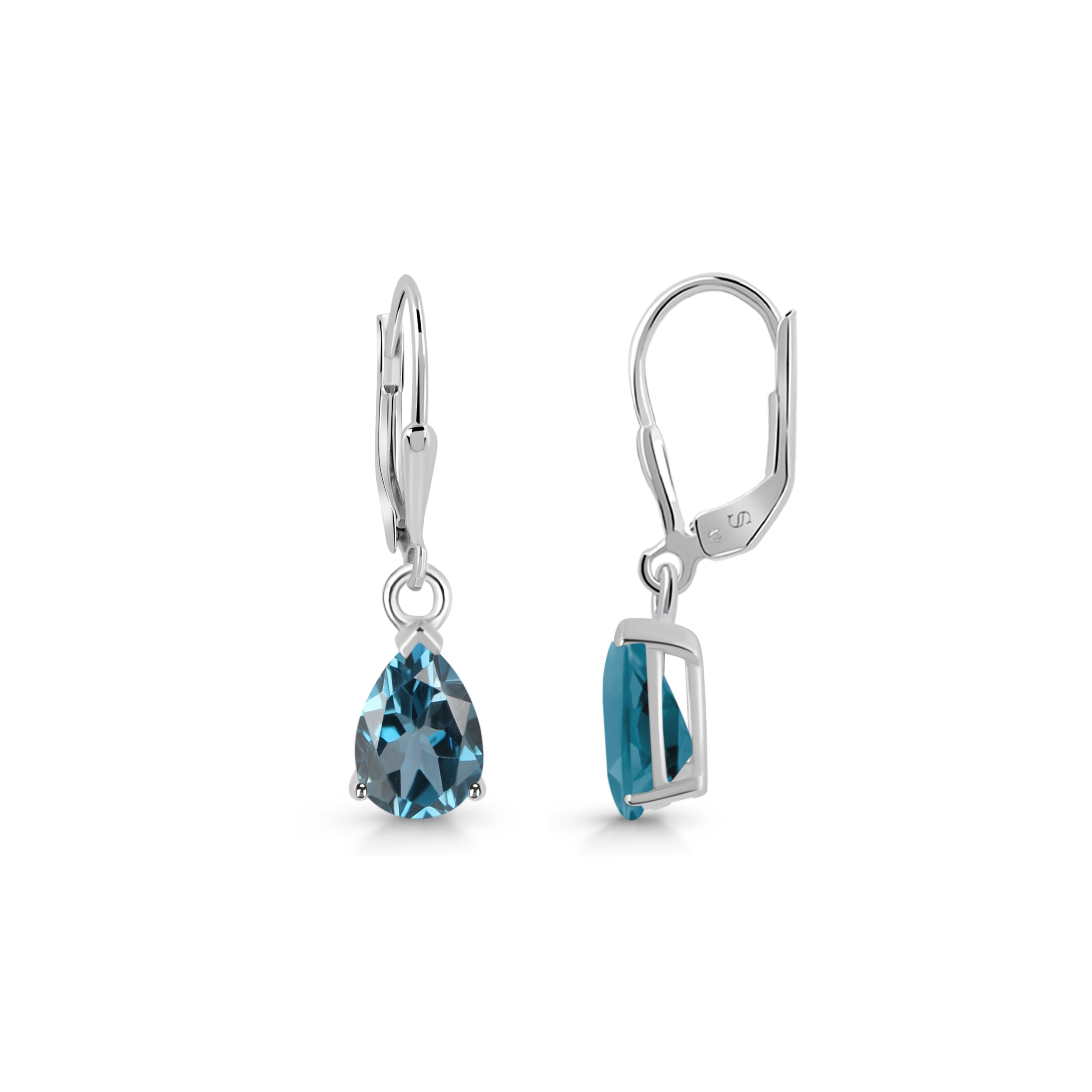 Premium London Blue Topaz Leverback Earrings - Ultimate Elegance