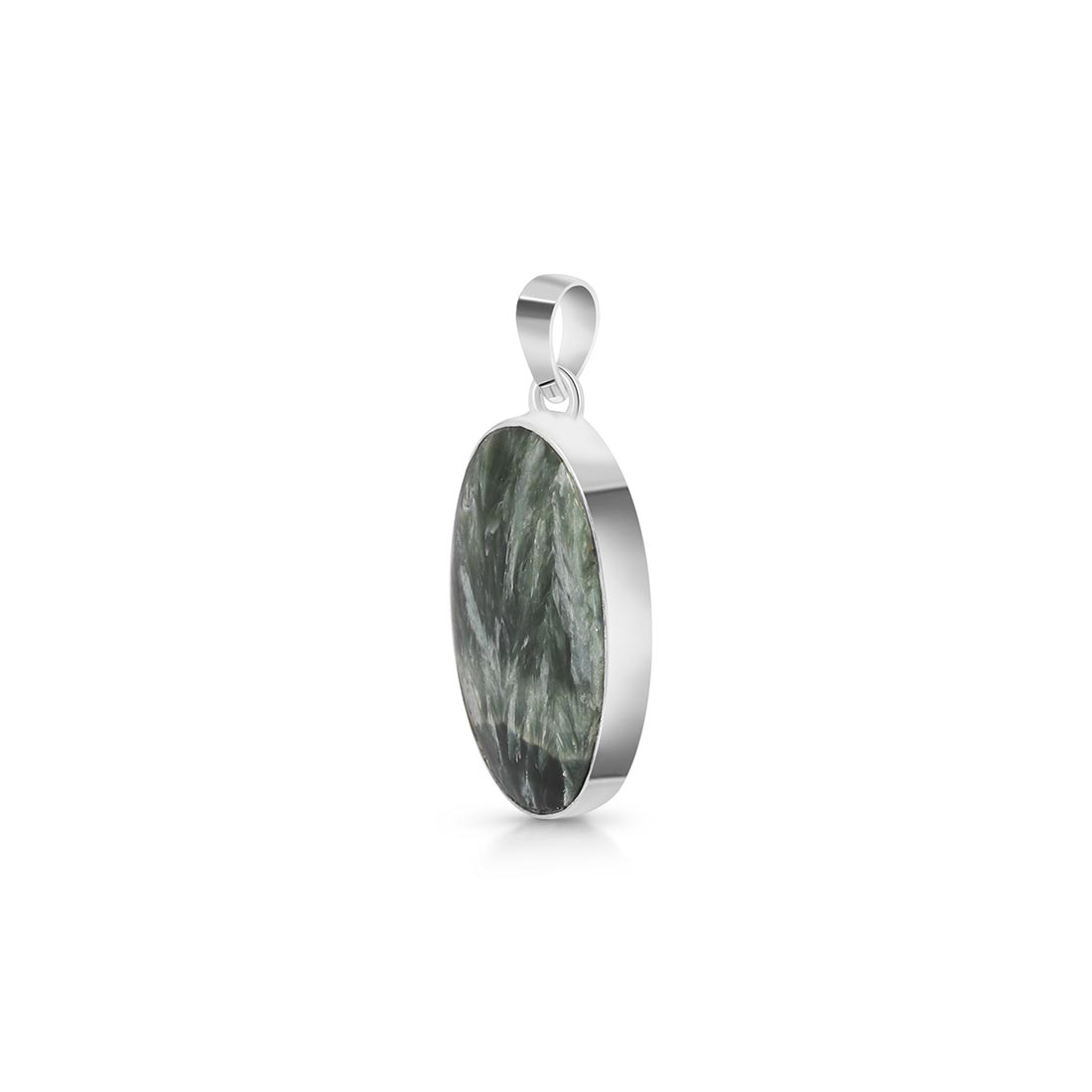 Premium Seraphinite Statement Pendant - Elegant 925 Sterling Silver Jewelry