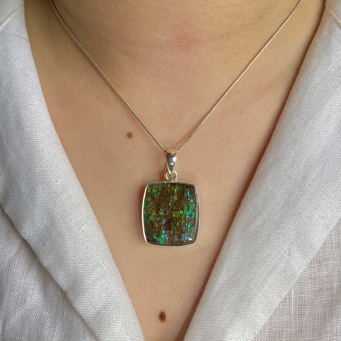 Premium Ammolite Pendant - Ultimate Elegance (AML-P-31)