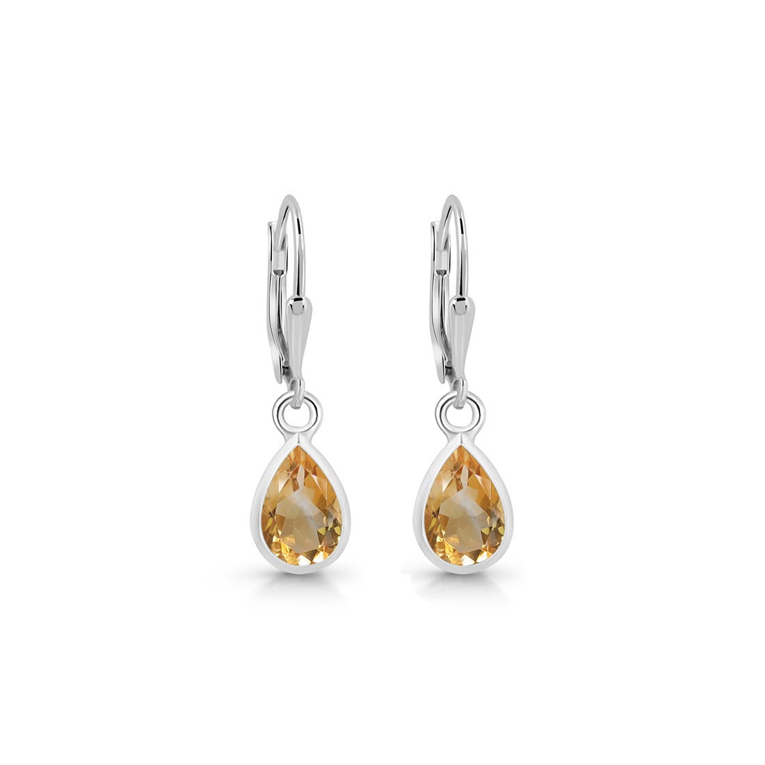 Premium Citrine Leverback Earrings - Elegant Yellow Gemstone Jewelry