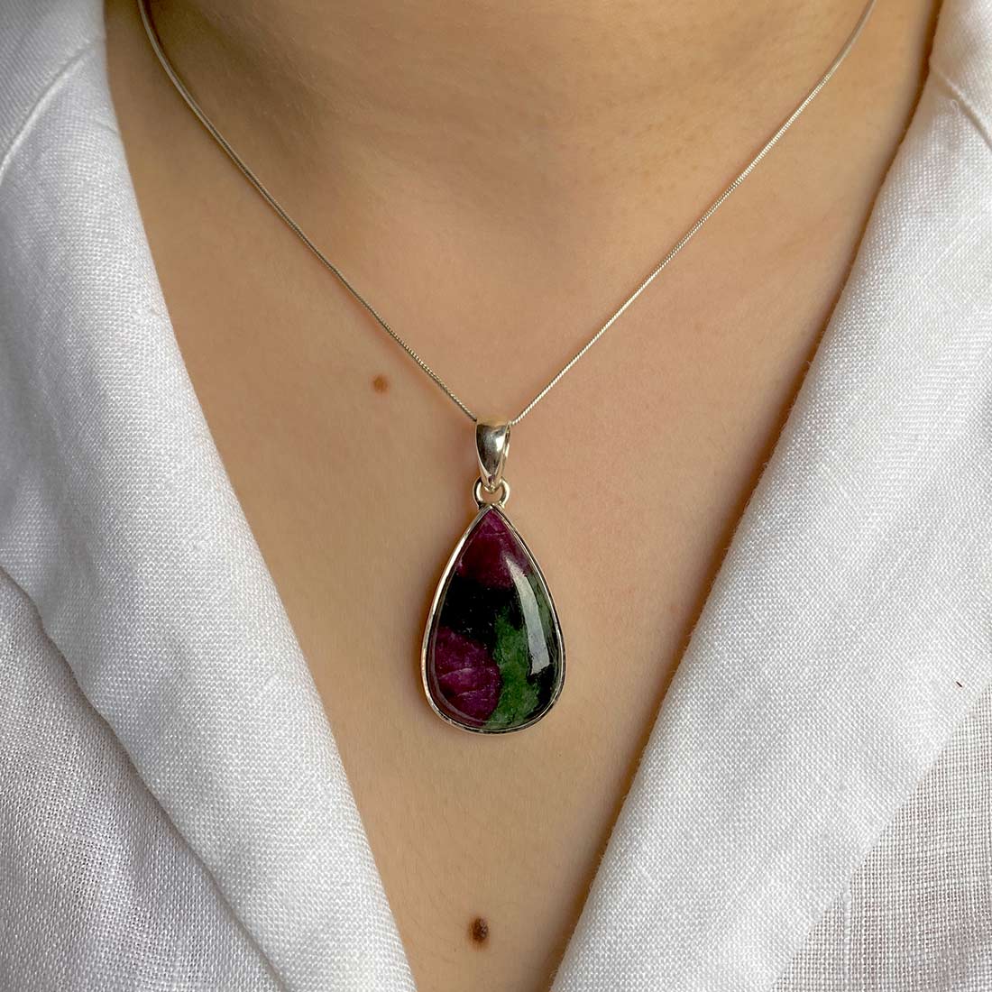 Premium Ruby Zoisite Statement Pendant - 925 Sterling Silver