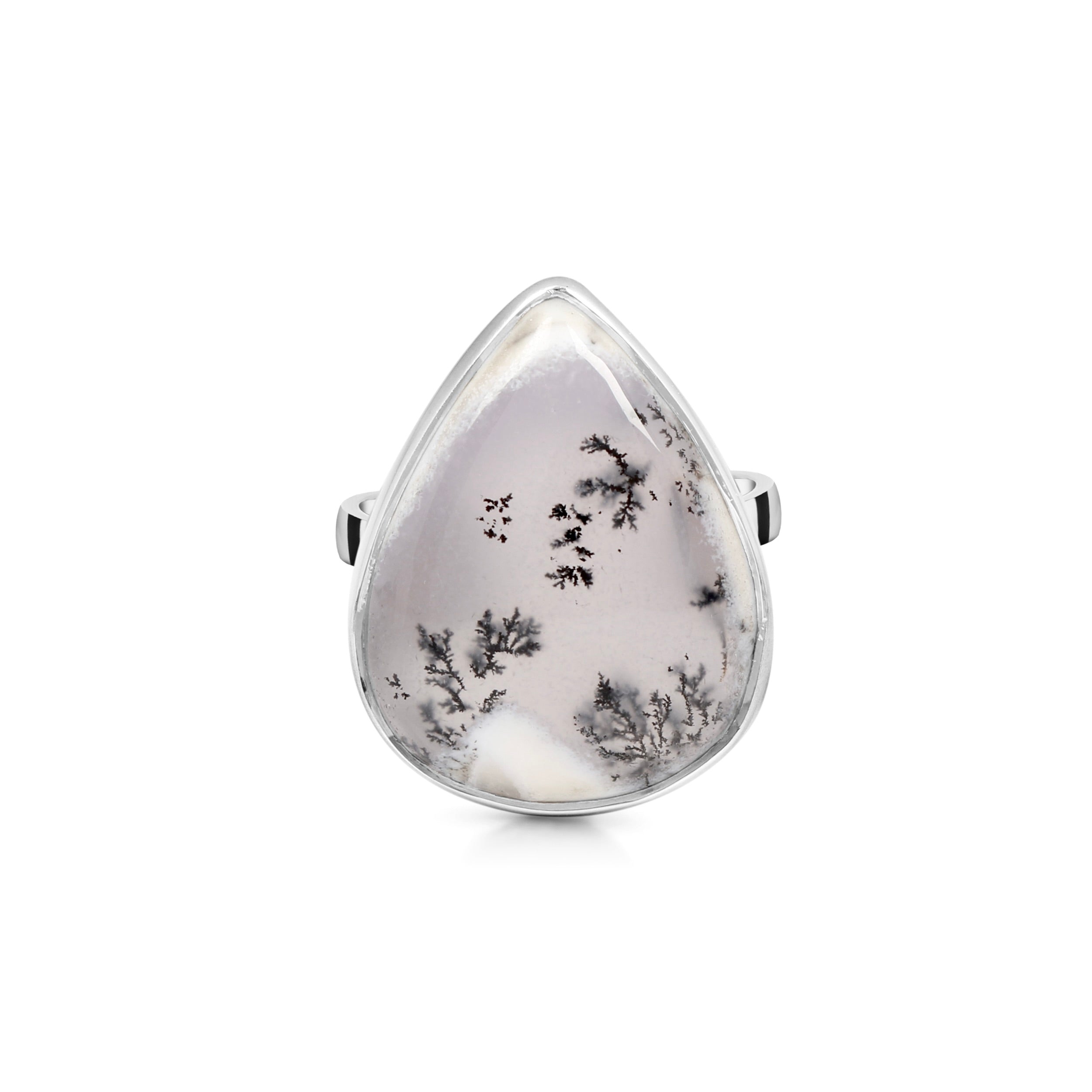 Premium Dendritic Agate Adjustable Ring - Elegant 925 Sterling Silver (DDA-R-2)