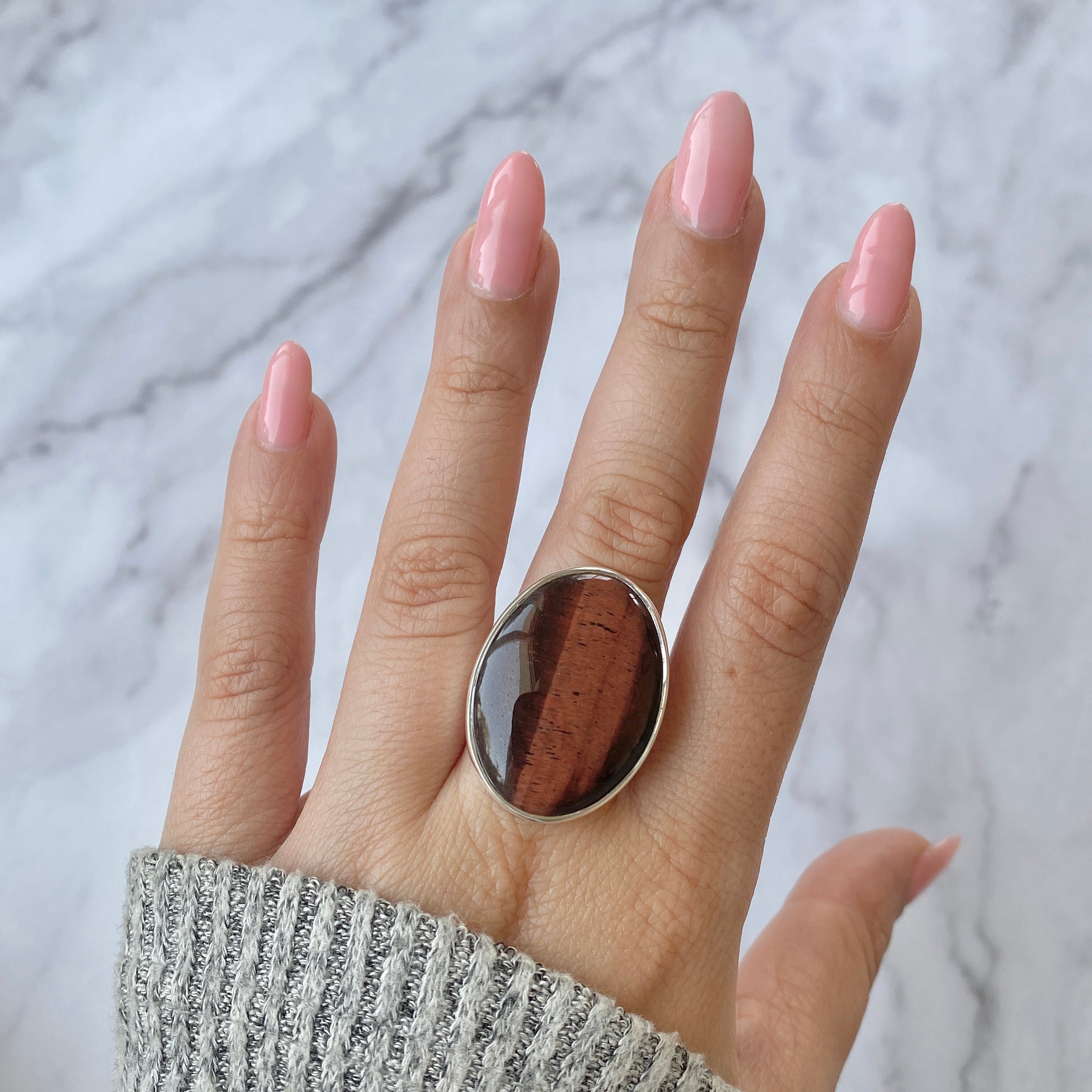 Premium Red Tiger Eye Adjustable Ring - Bold & Authentic (RTE-R-19)