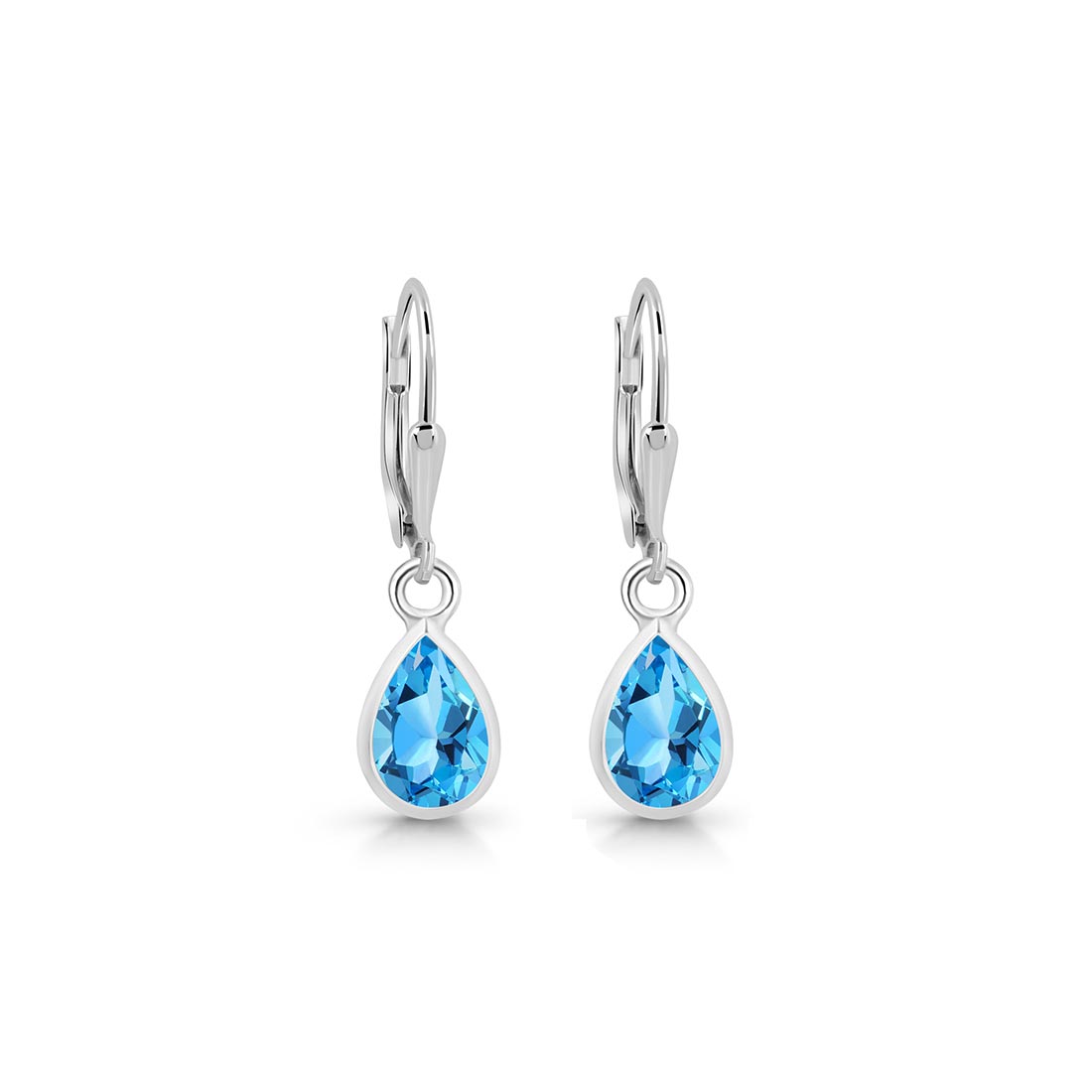 Premium Swiss Blue Topaz Leverback Earrings - Ultimate Elegance (SBTZ-SE-679)