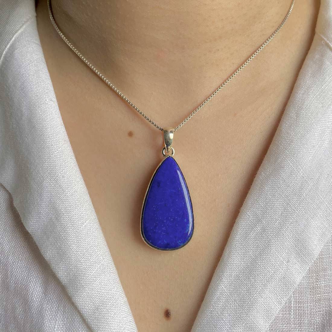 Premium Lapis Statement Pendant - Elegant Silver Jewelry (LLP-P-42)