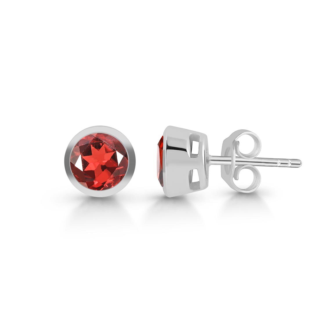 Premium Dainty Garnet Stud Earrings - Elegant 925 Sterling Silver (GAR-SE-1426)