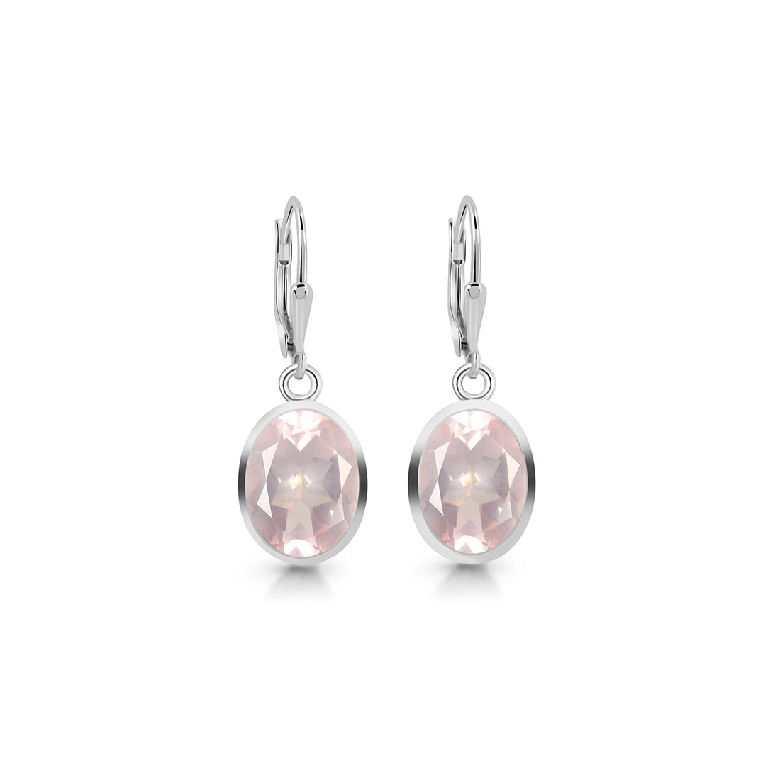 Premium Rose Quartz Leverback Earrings - Elegant & Calming (RSQ-SE-709)