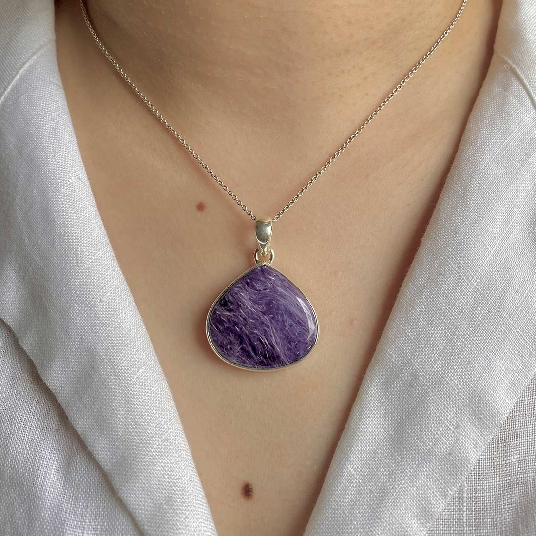 Premium Charoite Statement Pendant - CHR-P-35