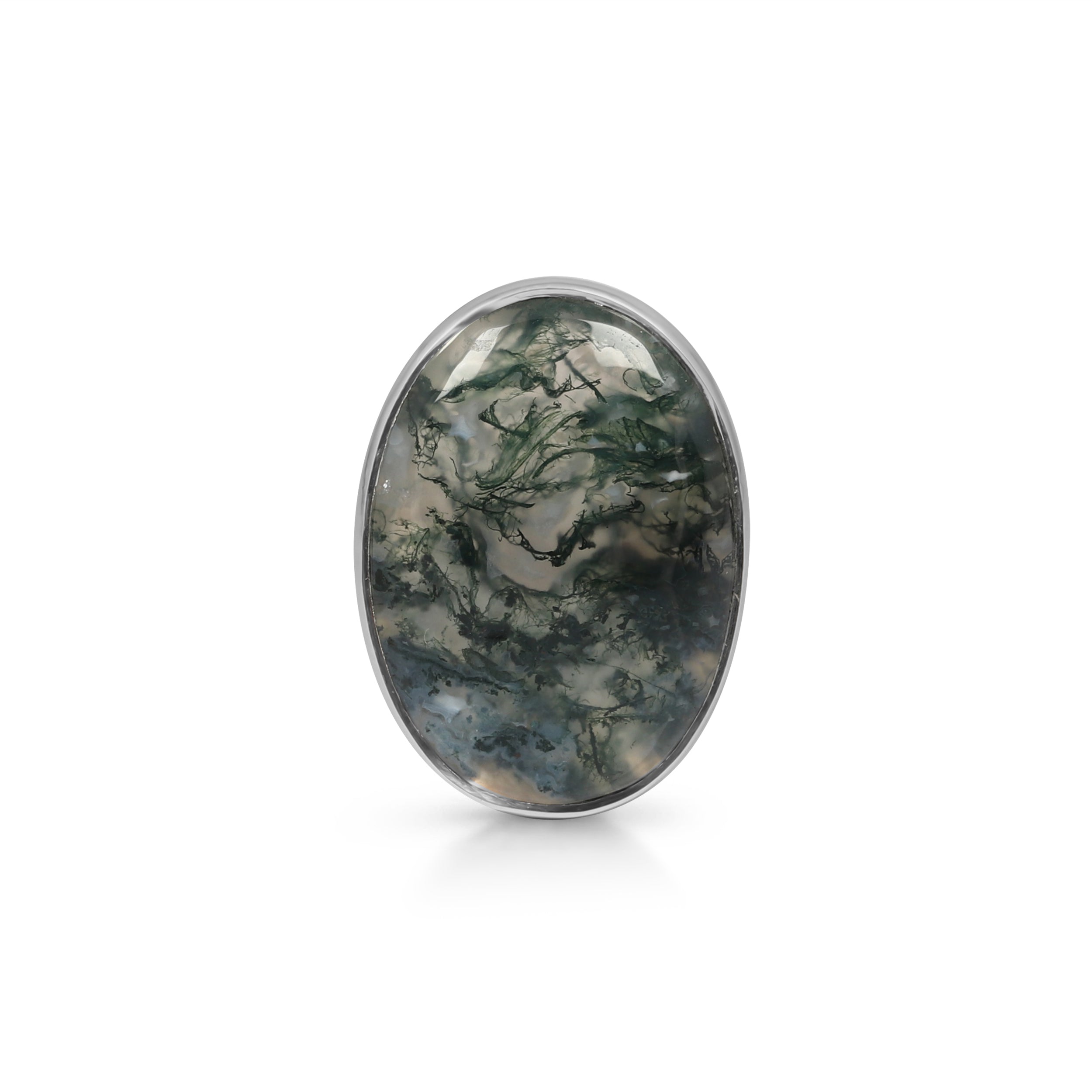 Premium Moss Agate Adjustable Ring - MOA-R-21 | Elegant Statement Jewelry