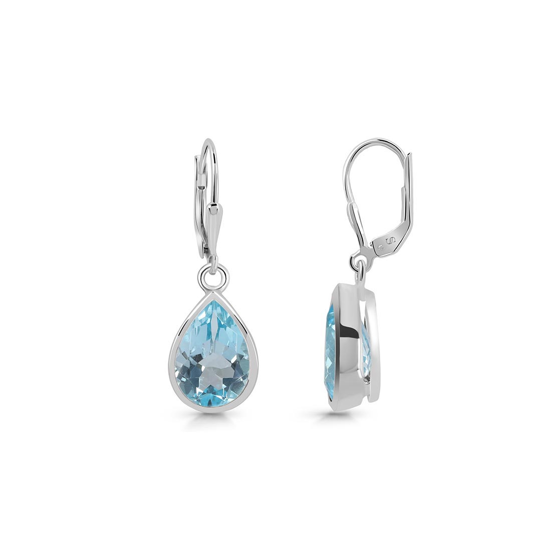 Premium Blue Topaz Leverback Earrings - Elegant 925 Sterling Silver (BTZ-SE-1252)