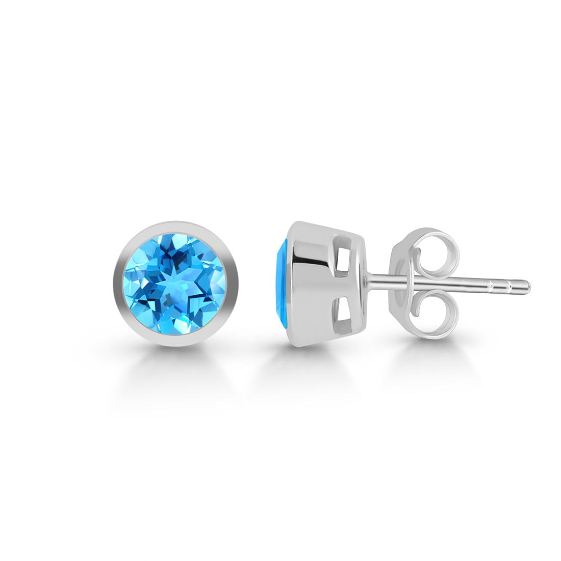 Premium Swiss Blue Topaz Stud Earrings - Ultimate Elegance