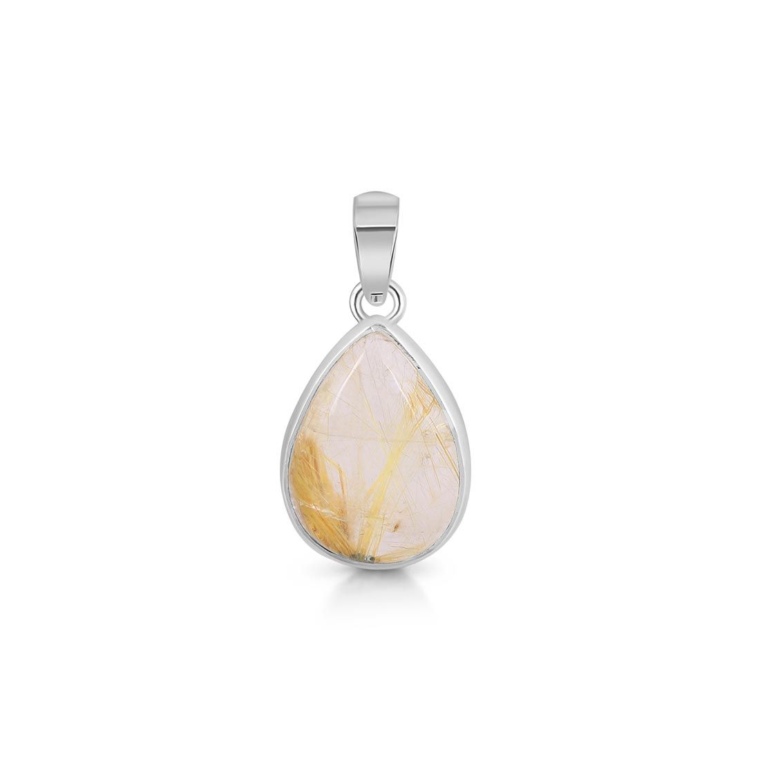 Premium Golden Rutile Pendant - Elegant Statement Jewelry (GDR-P-9)