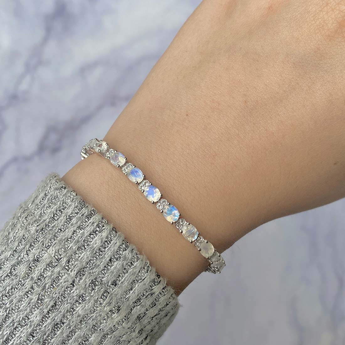 Premium Moonstone Bracelet | Elegant 925 Sterling Silver Jewelry (RBM-SB-112)