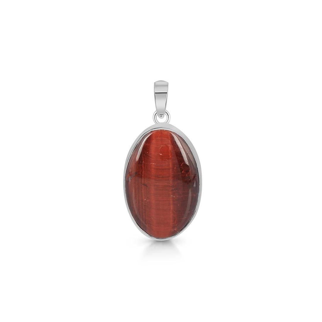 Premium Red Tiger Eye Statement Pendant - 925 Sterling Silver