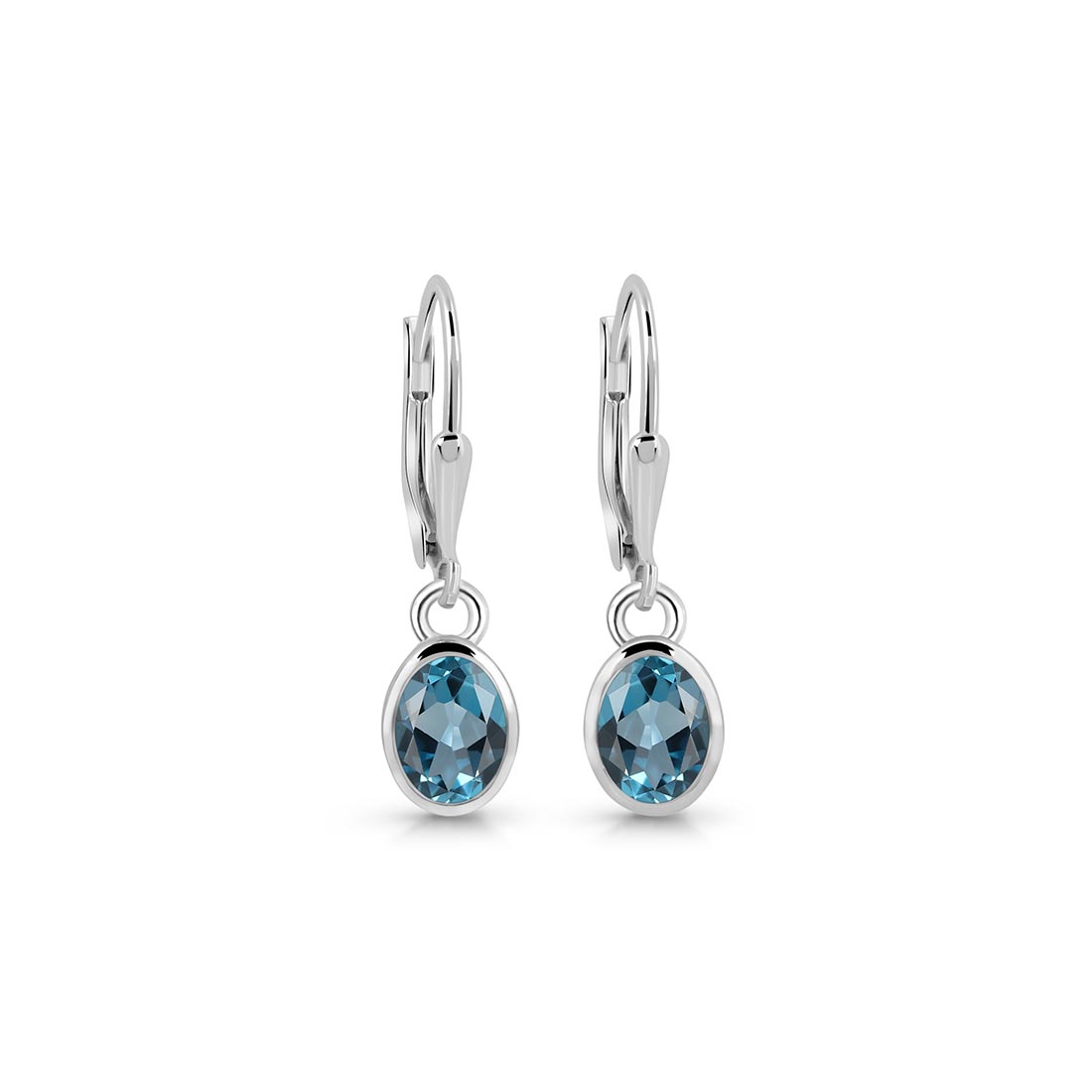 Premium London Blue Topaz Leverback Earrings - Ultimate Elegance (LBTZ-SE-1316)