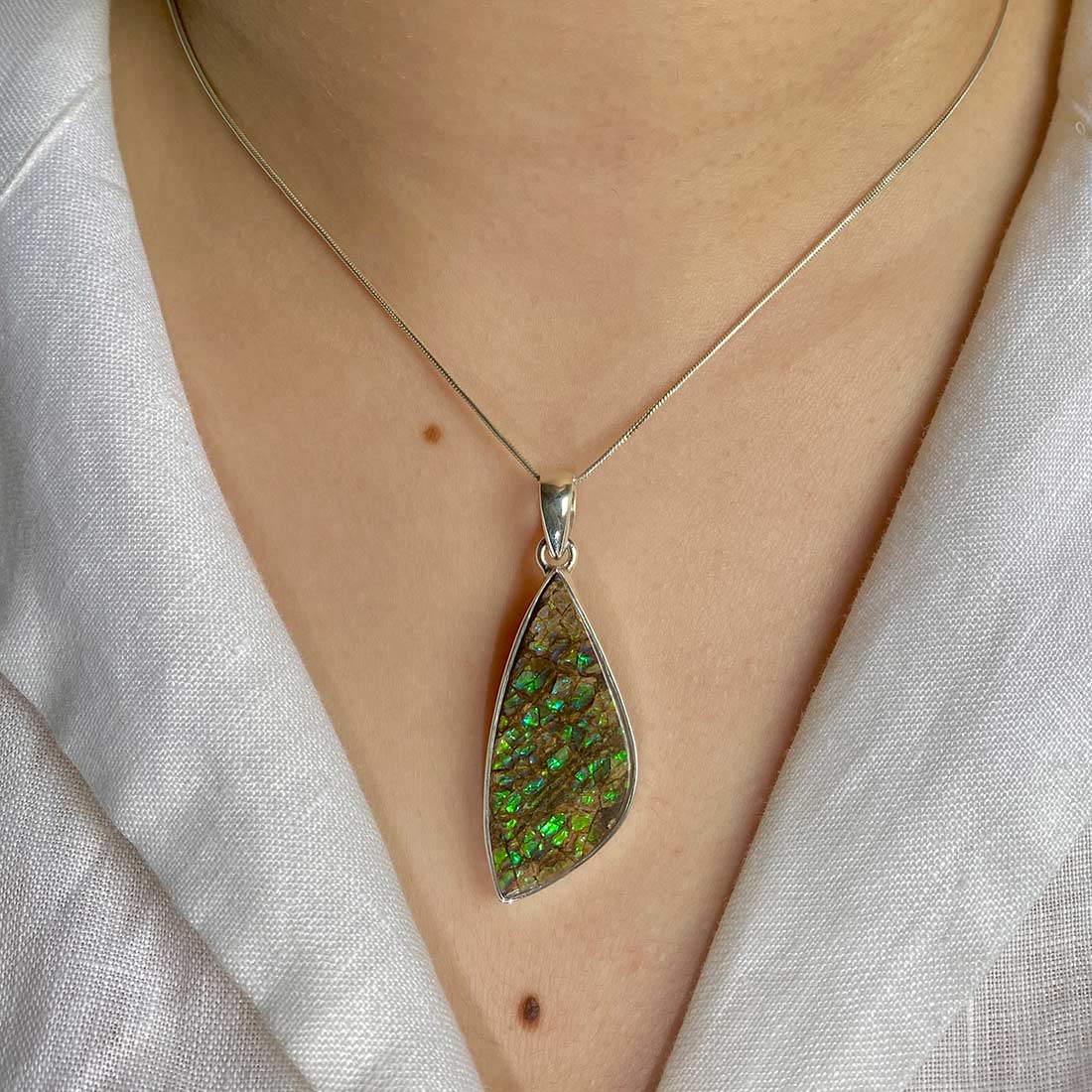 Premium Ammolite Pendant - AML-P-8 | Elegant Statement Jewelry