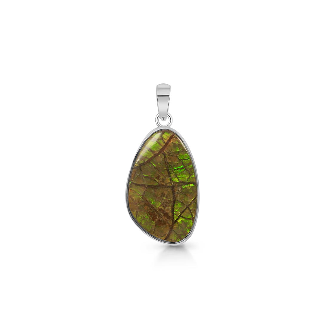 Premium Ammolite Pendant - Elegant Silver Statement Piece (AML-P-3)