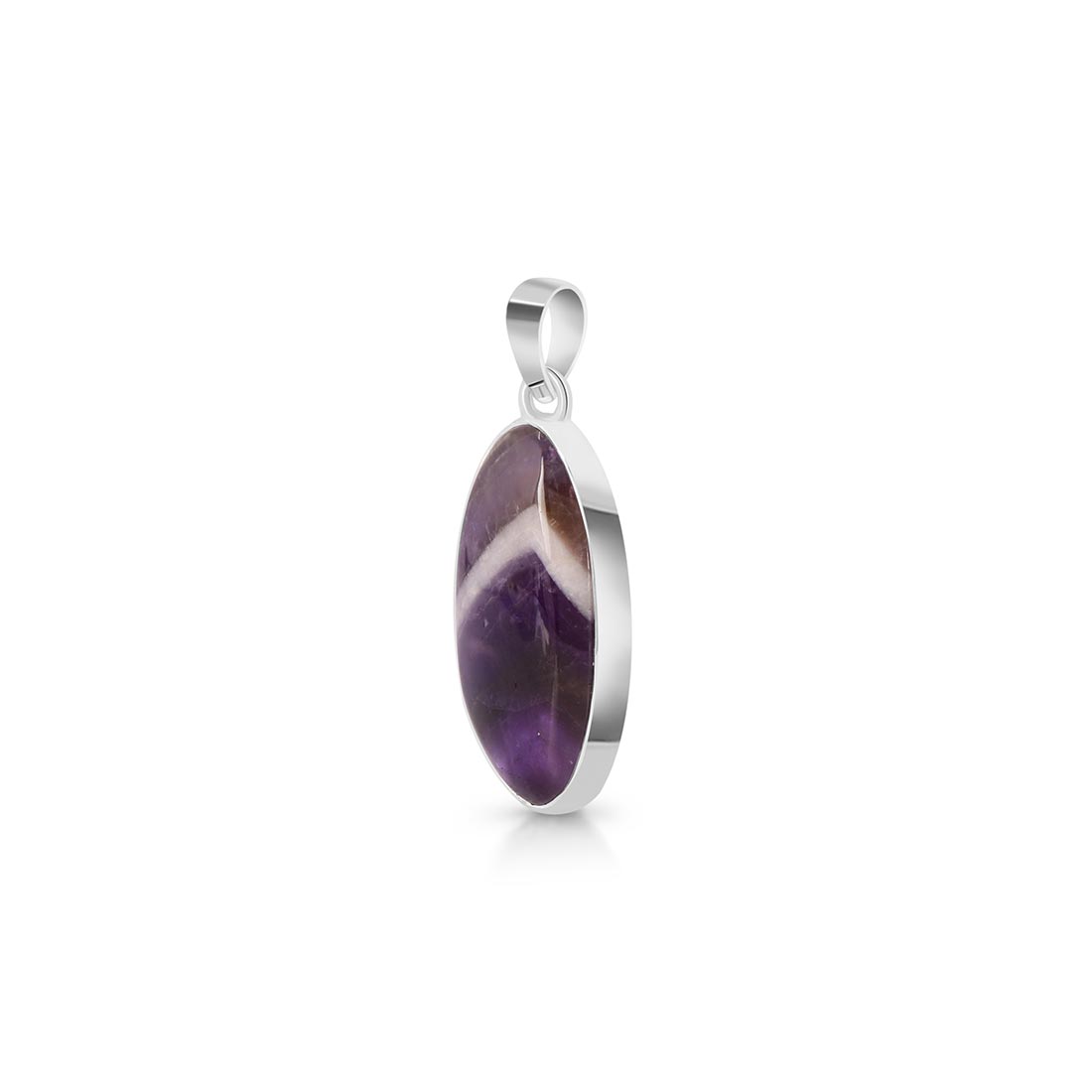 Premium Amethyst Lace Agate Pendant - Elegant Sterling Silver Jewelry