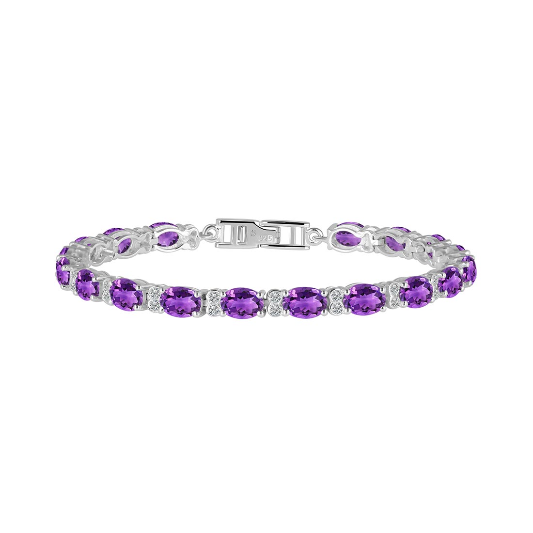 Premium Amethyst Bracelet - Elegant 925 Sterling Silver (AMT-SB-108)