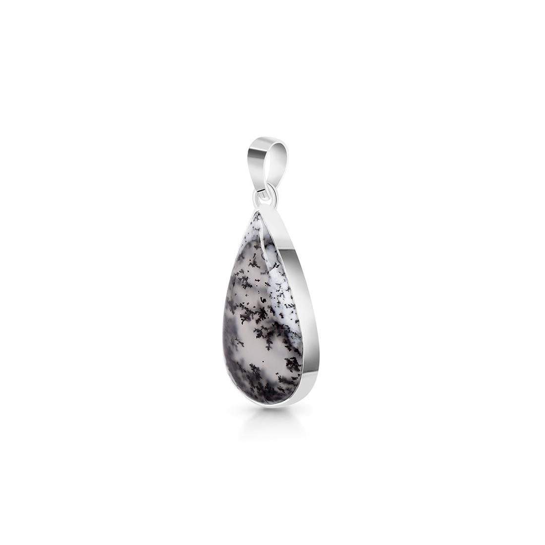 Premium Dendritic Agate Silver Pendant - Elegant & Authentic (DDA-P-16)