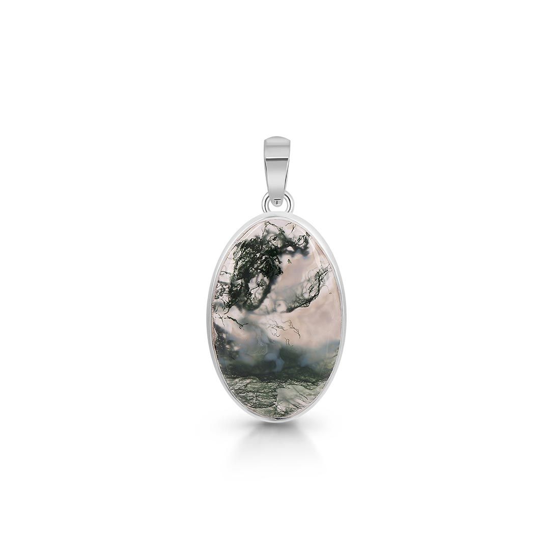 Premium Moss Agate Pendant - Elegant Nature-Inspired Jewelry