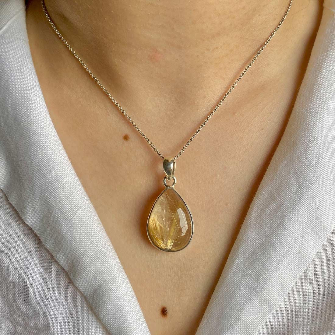 Premium Golden Rutile Pendant - Elegant Statement Jewelry (GDR-P-9)