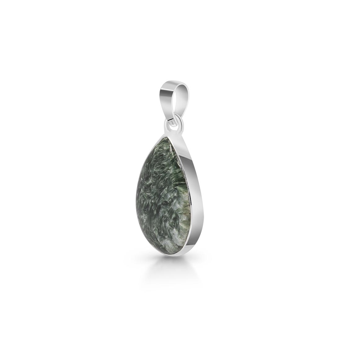 Premium Seraphinite Silver Pendant - Elegant Statement Jewelry