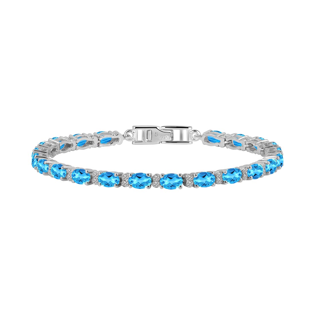 Premium Swiss Blue Topaz Bracelet - Elegant 925 Sterling Silver Jewelry