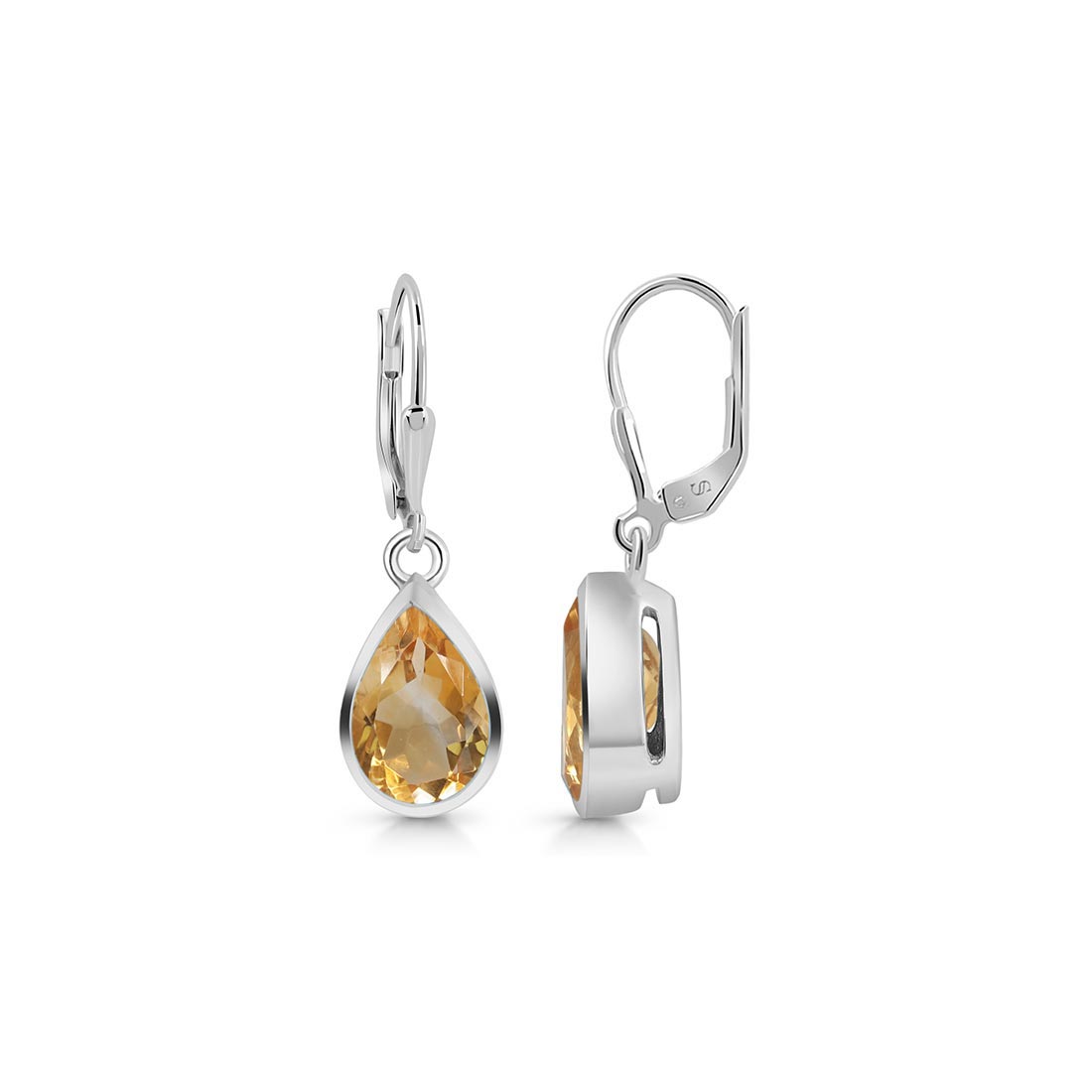 Premium Citrine Leverback Earrings - Elegant Pear-Cut Design