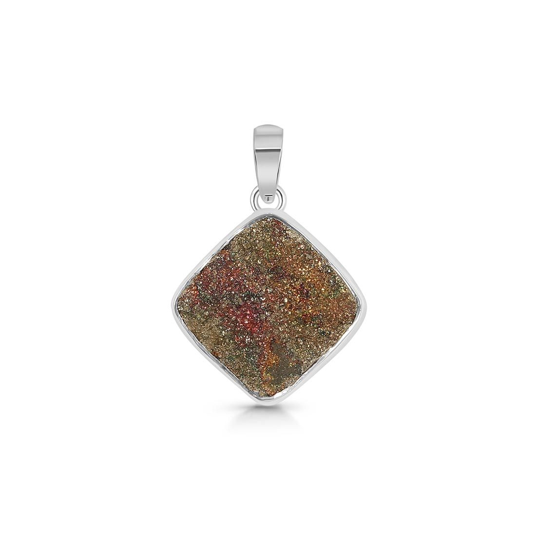 Premium Spectropyrite Druzy Pendant - Elegant Silver Jewelry (SPD-P-14)