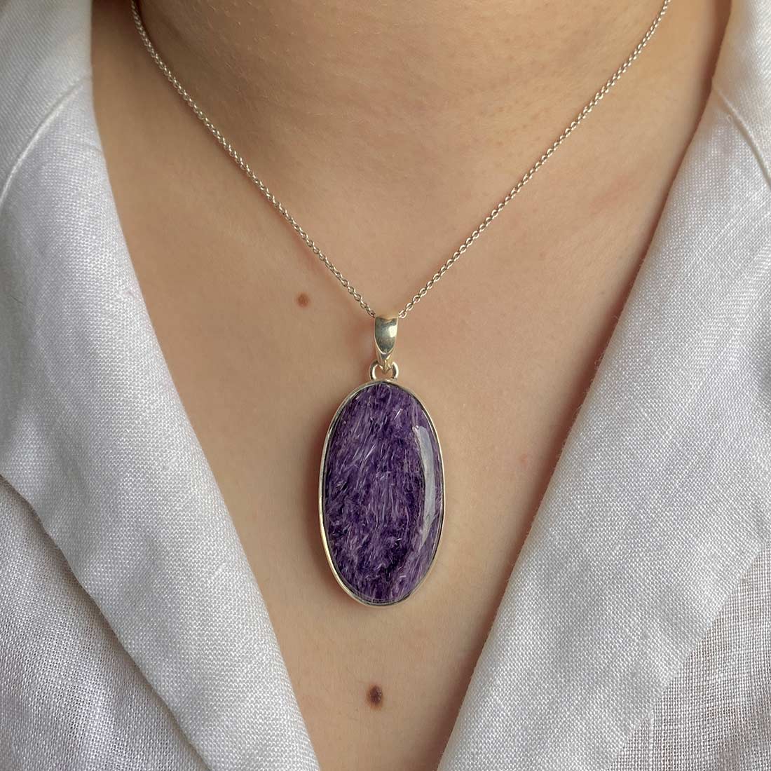 Premium Charoite Statement Pendant - Elegant Purple Jewelry