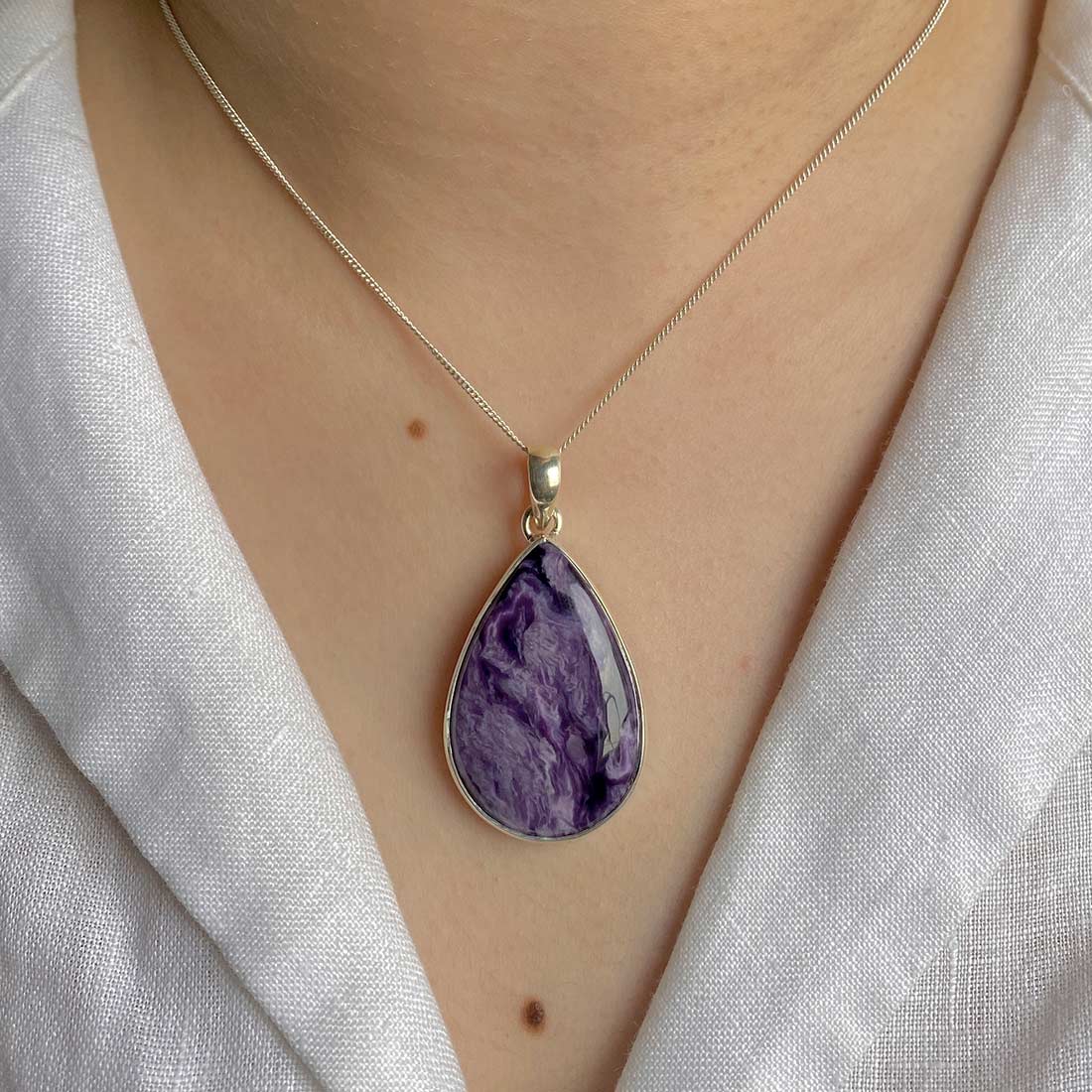 Premium Charoite Pendant - Elegant Purple Statement Jewelry (CHR-P-20)