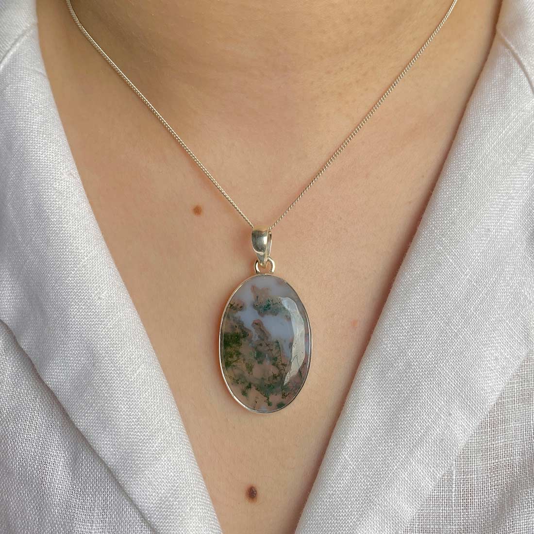 Premium Moss Agate Pendant - MOA-P-27 | Sagacia Jewelry