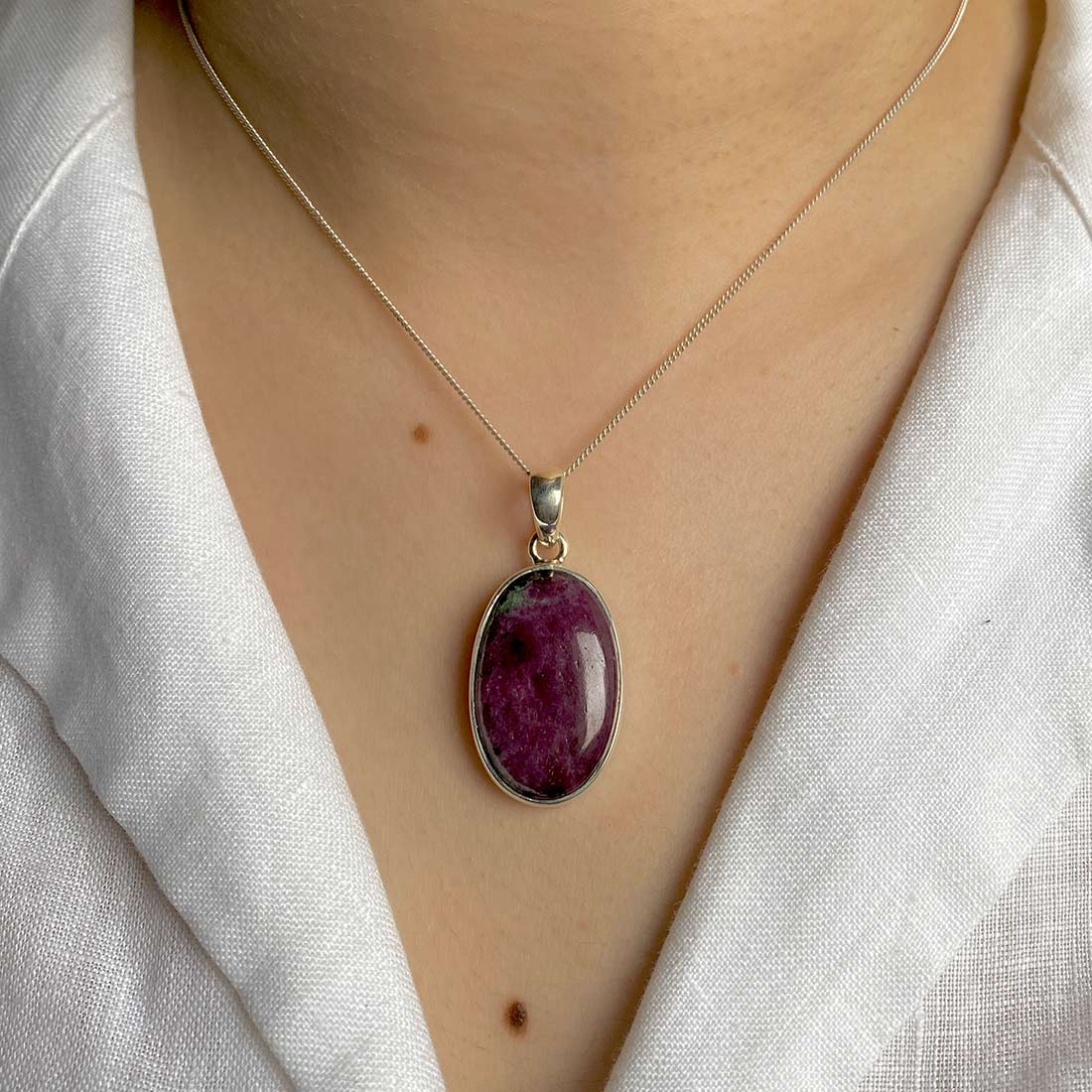 Premium Pink Ruby Zoisite Silver Pendant - Elegant Statement Jewelry