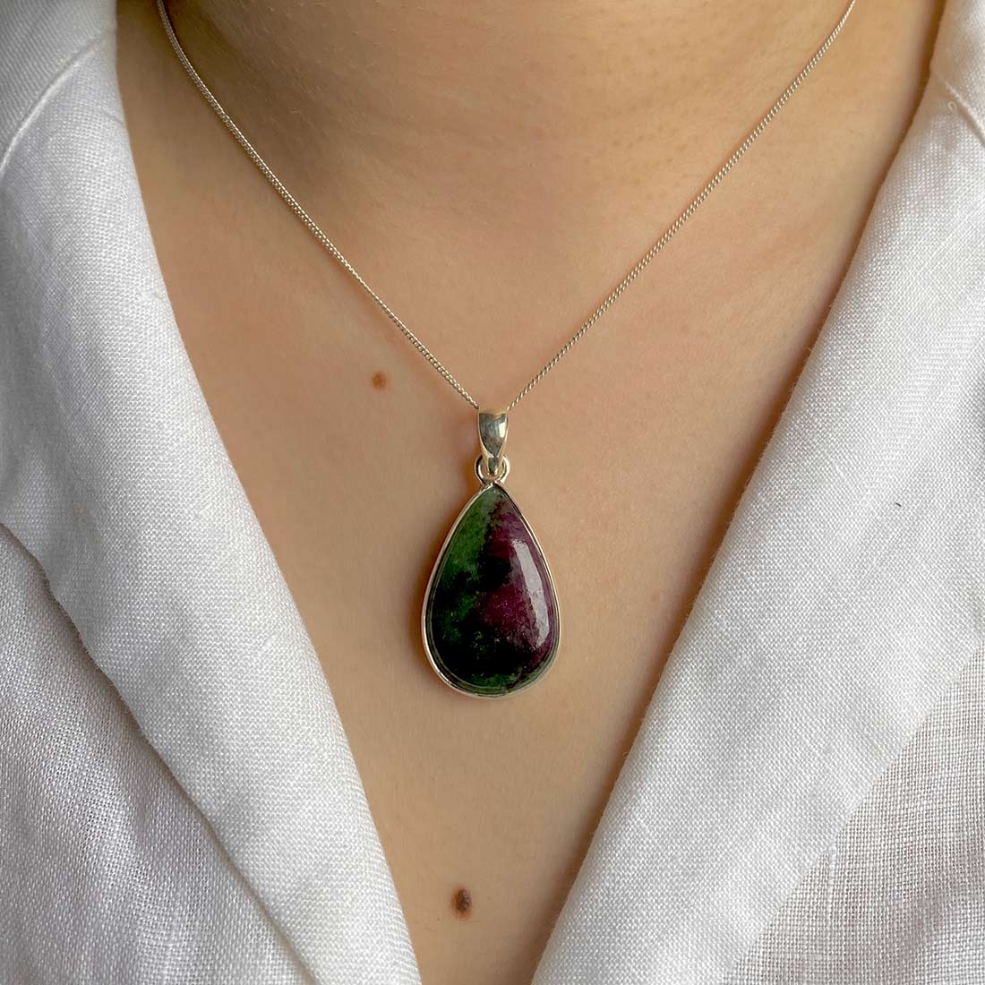 Premium Ruby Zoisite Pendant - Ultimate Elegance in 925 Sterling Silver