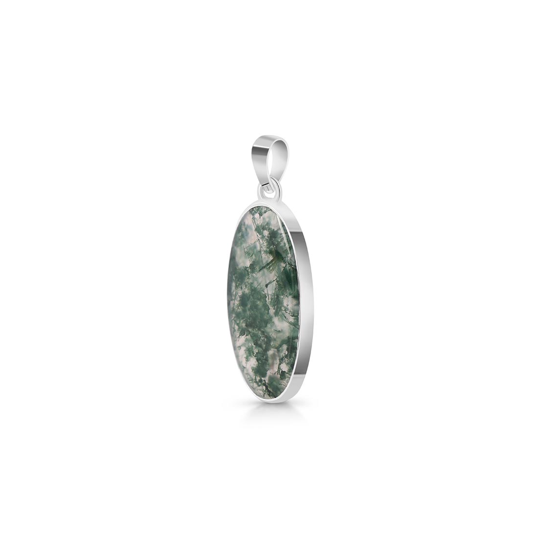 Premium Moss Agate Pendant - Ultimate Elegance in Sterling Silver