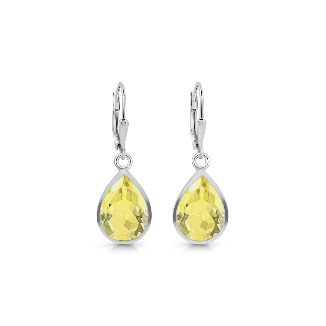 Premium Lemon Quartz Leverback Earrings - LEM-SE-725