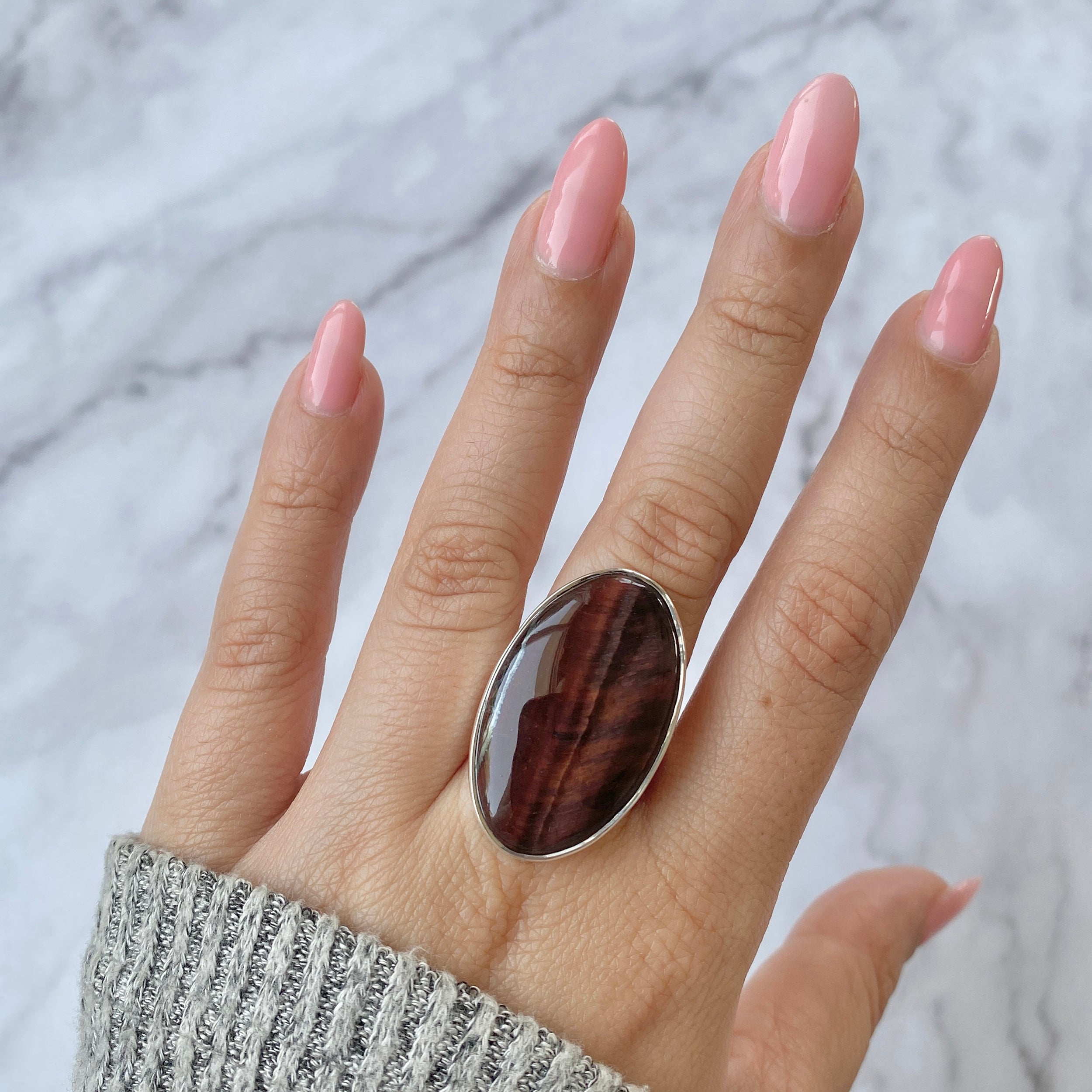 Premium Red Tiger Eye Adjustable Ring - Bold & Authentic (RTE-R-11)