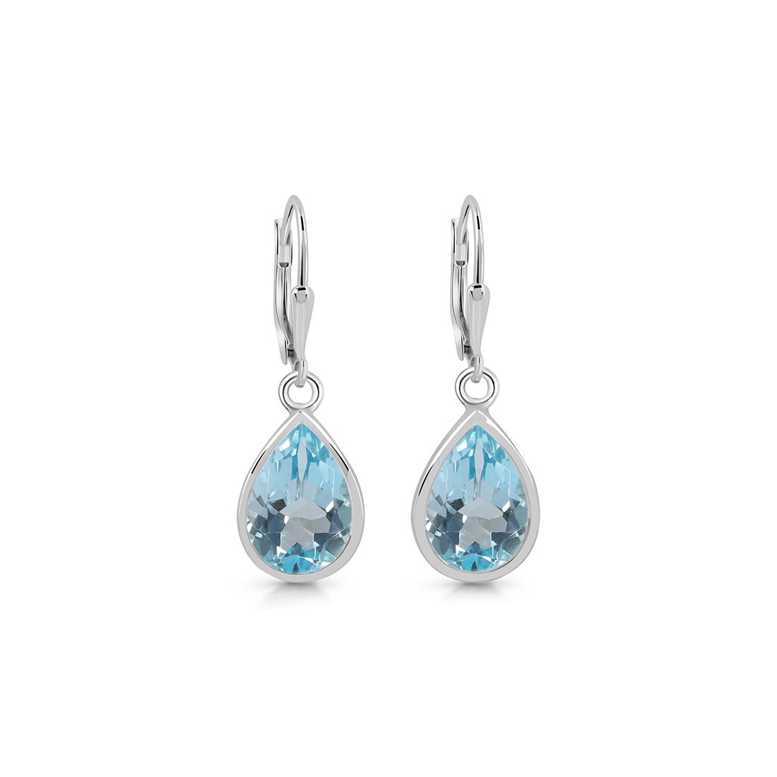 Premium Blue Topaz Leverback Earrings - Elegant 925 Sterling Silver (BTZ-SE-1252)
