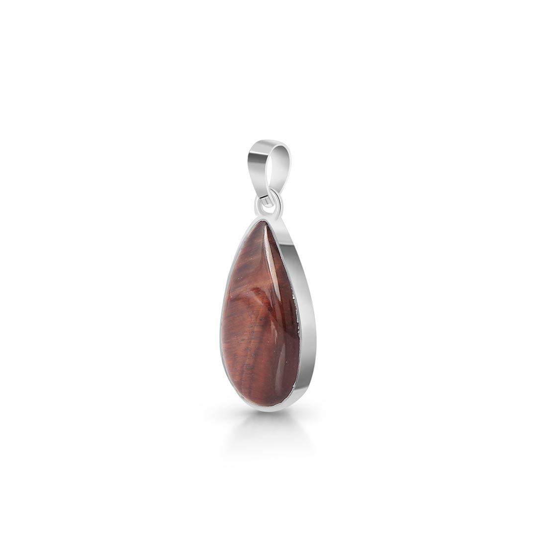 Premium Red Tiger Eye Pendant - 925 Sterling Silver (RTE-P-15)