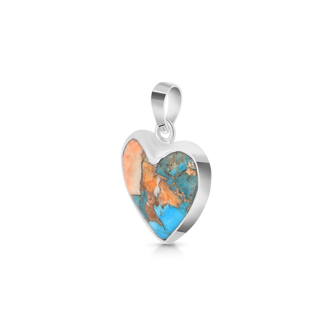 Premium Spiny Oyster Turquoise Heart Pendant - Sterling Silver Statement Jewelry