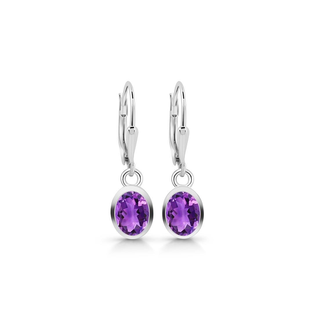 Premium Amethyst Leverback Earrings - Ultimate Elegance (AMT-SE-547)